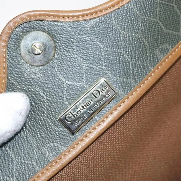 Christian Dior Honeycomb Canvas Shoulder Bag PVC Green Gold Auth 125741 - Picture 11 of 15